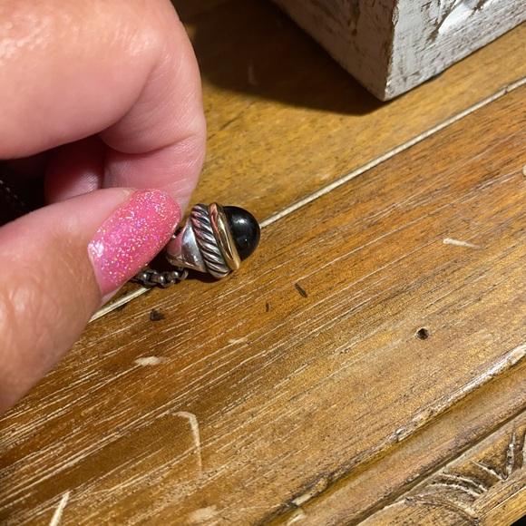 David Yurman Silver & Gold Black Onyx Necklace - Picture 3 of 6